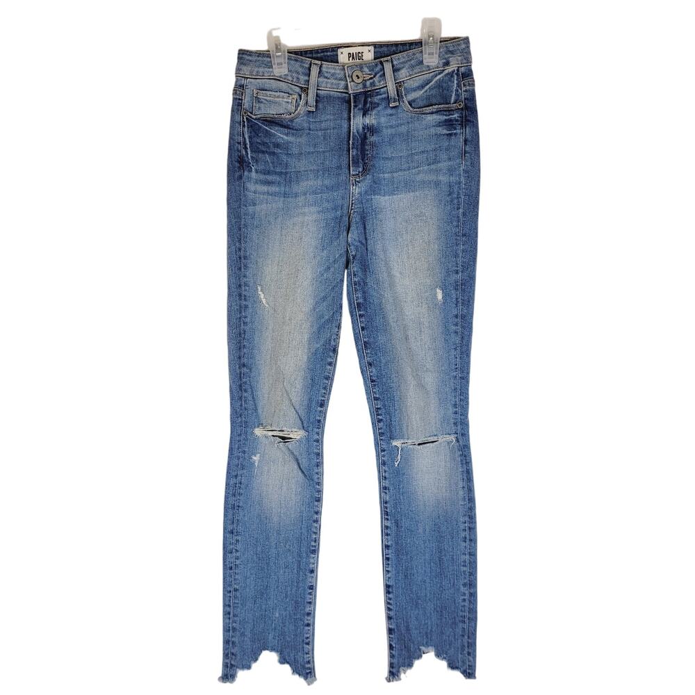 Paige Womens Hoxton Ankle Peg Mid Wash Shark Bite Hem Jeans Size 25